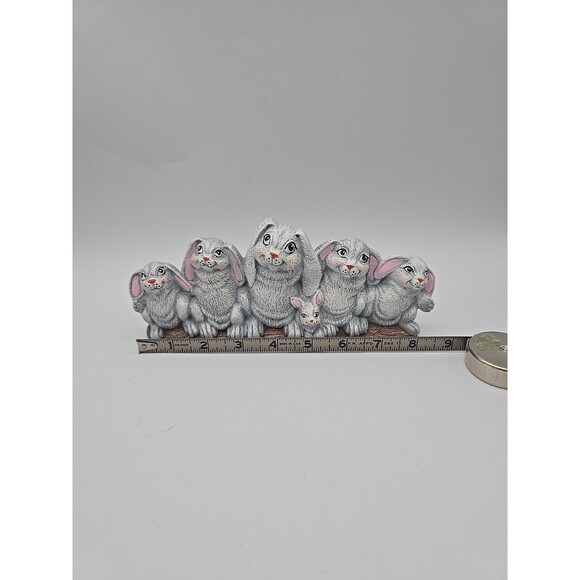 Vintage Nowells Inc Row Of Bunnies Ceramic Hand Painted Figure 1993 - Picture 7 of 12